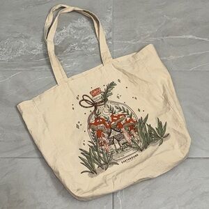 Earthbound Canvas Mushroom Terrarium Art Tote Bag Cottagecore